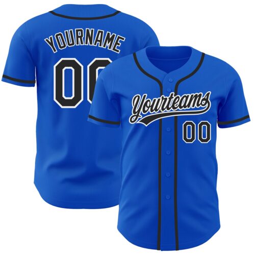 ThunderBlue0012 Custom Thunder Blue Black-White Authentic Baseball Jersey