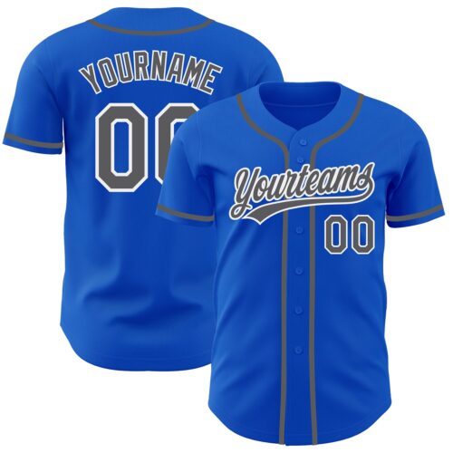 ThunderBlue0016 Custom Thunder Blue Steel Gray-White Authentic Baseball Jersey