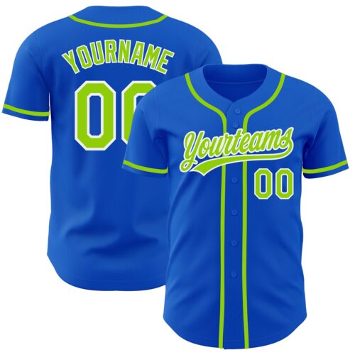 ThunderBlue0022 Custom Thunder Blue Neon Green-White Authentic Baseball Jersey