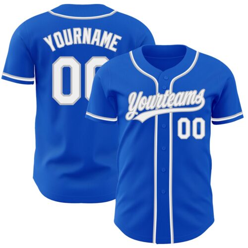 ThunderBlue0025 Custom Thunder Blue White-Gray Authentic Baseball Jersey