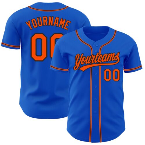 ThunderBlue0028 Custom Thunder Blue Orange-Black Authentic Baseball Jersey
