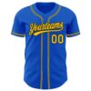 Custom Thunder Blue Yellow-Black Authentic Baseball Jersey
