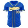 Custom Thunder Blue White-Yellow Authentic Baseball Jersey