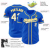 Custom Thunder Blue White-Yellow Authentic Baseball Jersey