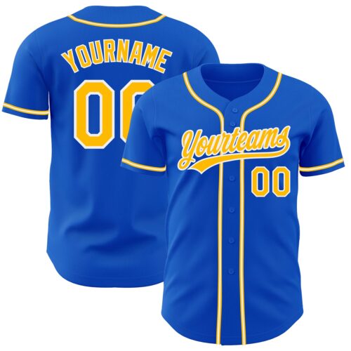 ThunderBlue0031 Custom Thunder Blue Gold-White Authentic Baseball Jersey