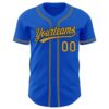 Custom Thunder Blue Old Gold-Black Authentic Baseball Jersey