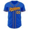Custom Thunder Blue Yellow-Crimson Authentic Baseball Jersey