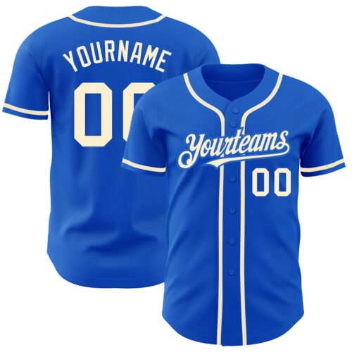 ThunderBlue0035 Custom Thunder Blue Cream Authentic Baseball Jersey