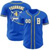 Custom Thunder Blue White-Yellow Authentic Baseball Jersey