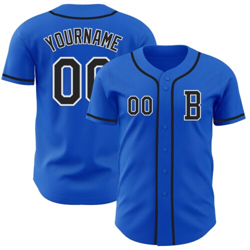 Custom Thunder Blue Black-White Authentic Baseball Jersey