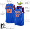 Custom Thunder Blue Orange-White Authentic Basketball Jersey