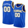 Custom Thunder Blue White-Gold Authentic Basketball Jersey