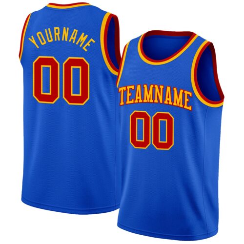 ThunderBlue0076 Custom Thunder Blue Red-Gold Authentic Basketball Jersey
