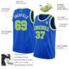 Custom Thunder Blue Neon Green-White Authentic Basketball Jersey