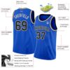 Custom Thunder Blue Black-Cream Authentic Basketball Jersey