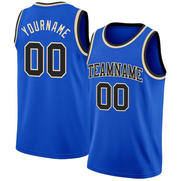 Custom Thunder Blue Black-Cream Authentic Basketball Jersey