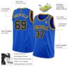 Custom Thunder Blue Black-Gold Authentic Basketball Jersey