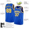 Custom Thunder Blue Gold-White Authentic Basketball Jersey