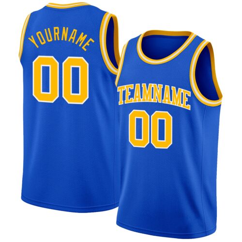 ThunderBlue0082 Custom Thunder Blue Gold-White Authentic Basketball Jersey