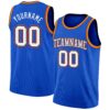 Custom Thunder Blue White Navy Orange-Gold Authentic Basketball Jersey