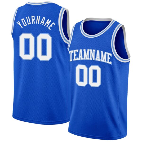 Custom Thunder Blue White-Light Blue Authentic Basketball Jersey