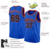 Custom Thunder Blue Black-Orange Authentic Basketball Jersey