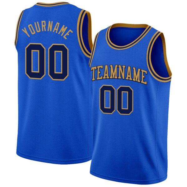 Custom Thunder Blue Navy-Old Gold Authentic Basketball Jersey