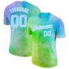 Custom Tie Dye Light Blue-White 3D Rainbow Performance T-Shirt