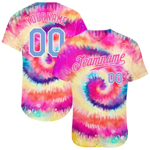 TieD0059_5e0074ef-46e7-404c-852a-d6226873ddcd Custom Tie Dye Light Blue-White 3D Rainbow Authentic Baseball Jersey