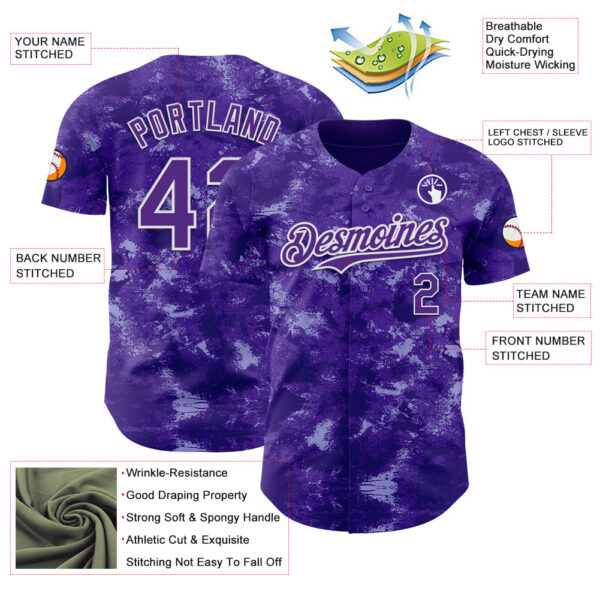 Custom Tie Dye Purple-White Authentic Baseball Jersey