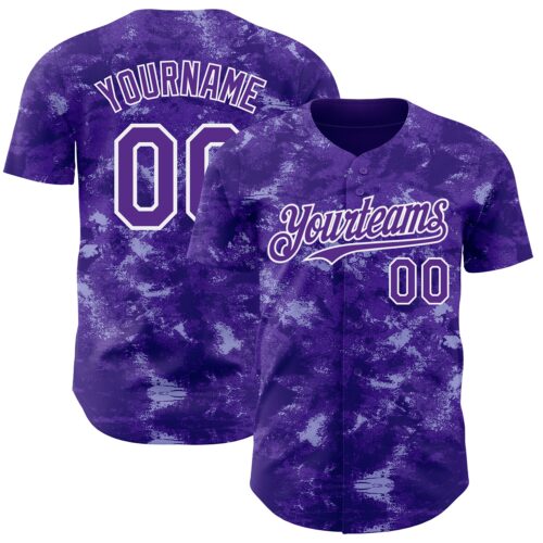 Custom Tie Dye Purple-White Authentic Baseball Jersey