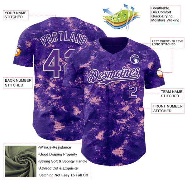 Custom Tie Dye Purple-White Authentic Baseball Jersey