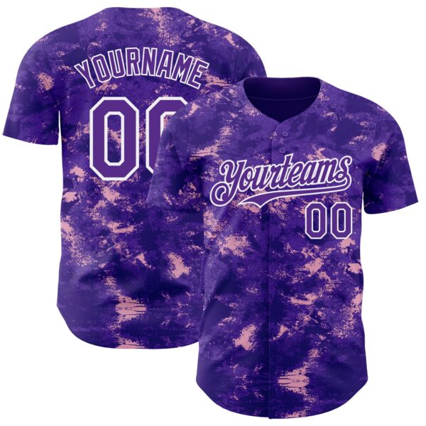 Custom Tie Dye Purple-White Authentic Baseball Jersey