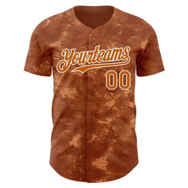 Custom Tie Dye Texas Orange-White Authentic Baseball Jersey