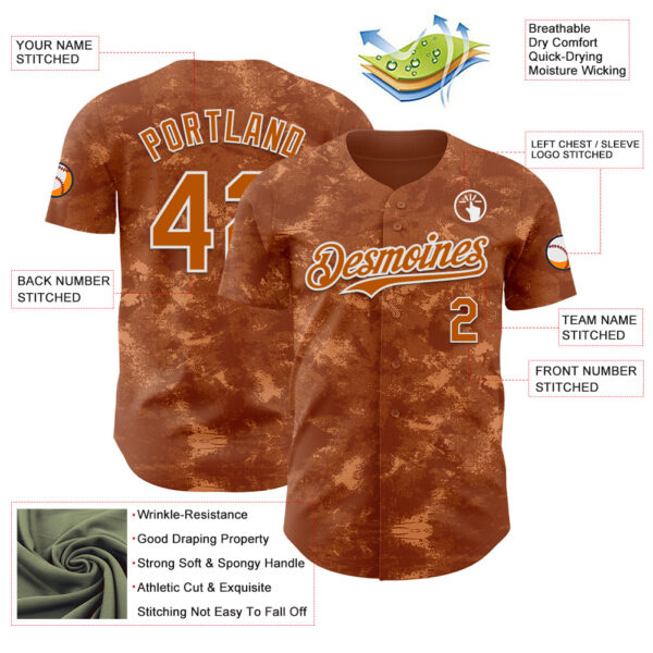 Custom Tie Dye Texas Orange-White Authentic Baseball Jersey