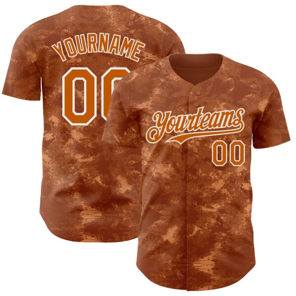 Custom Tie Dye Texas Orange-White Authentic Baseball Jersey