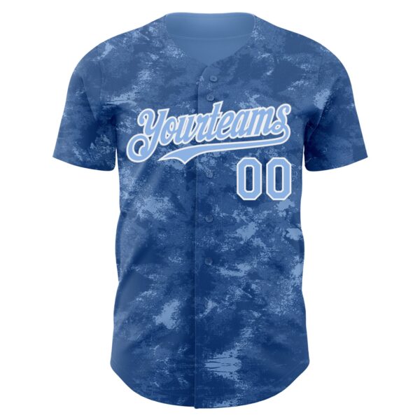 Custom Tie Dye Light Blue-White Authentic Baseball Jersey