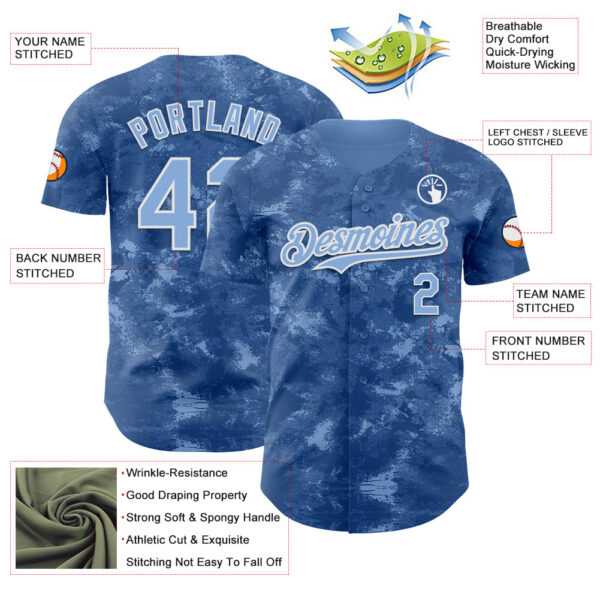 Custom Tie Dye Light Blue-White Authentic Baseball Jersey
