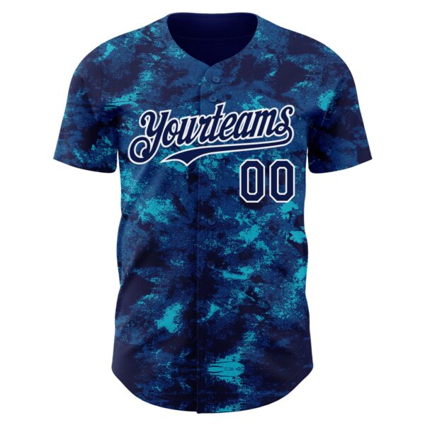 Custom Tie Dye Navy-White Authentic Baseball Jersey