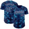Custom Tie Dye Navy-White Authentic Baseball Jersey