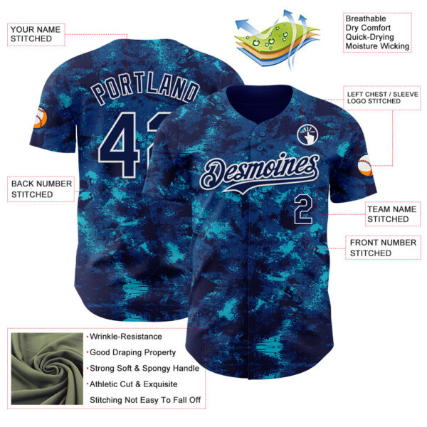 Custom Tie Dye Navy-White Authentic Baseball Jersey