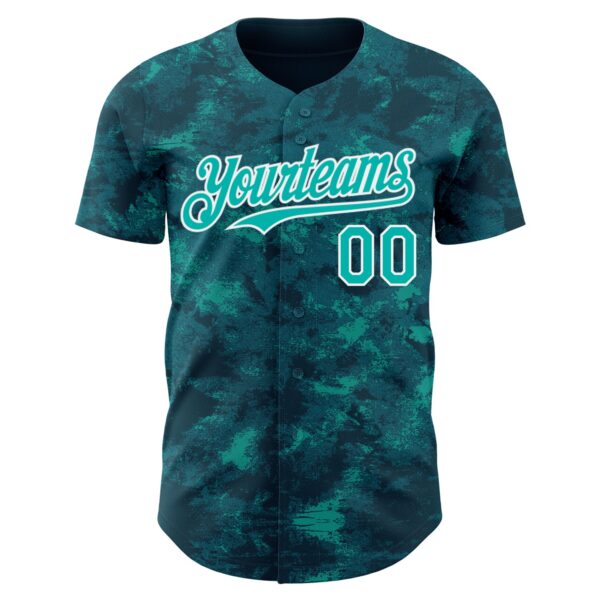 Custom Tie Dye Aqua-White Authentic Baseball Jersey