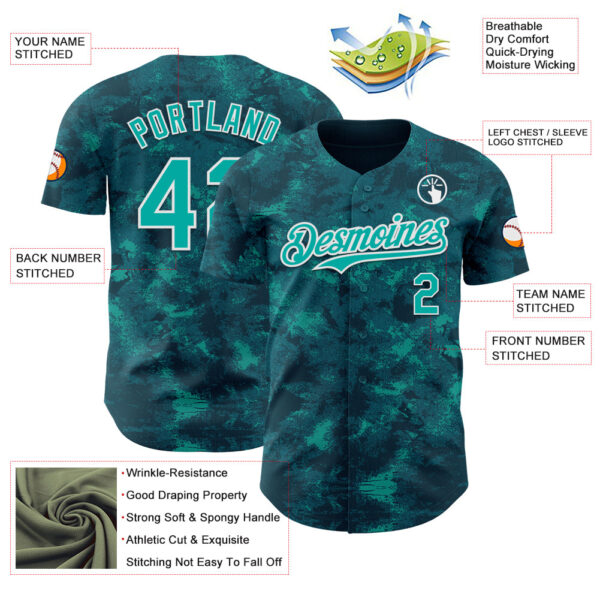 Custom Tie Dye Aqua-White Authentic Baseball Jersey
