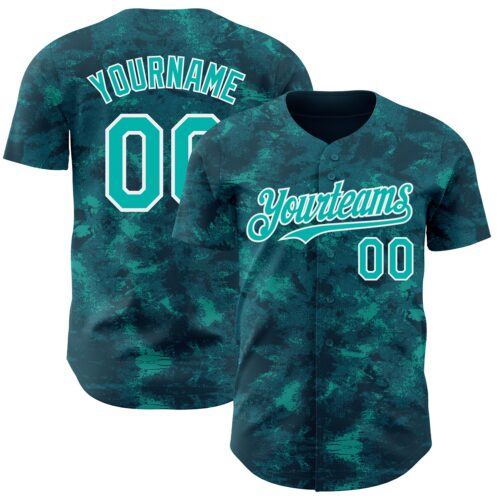 Custom Tie Dye Aqua-White Authentic Baseball Jersey