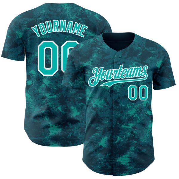 Custom Tie Dye Aqua-White Authentic Baseball Jersey
