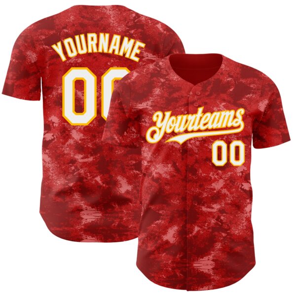 Custom Tie Dye White-Gold Authentic Baseball Jersey