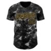 Custom Tie Dye Black-Old Gold Authentic Baseball Jersey
