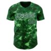 Custom Tie Dye Green-White Authentic Baseball Jersey
