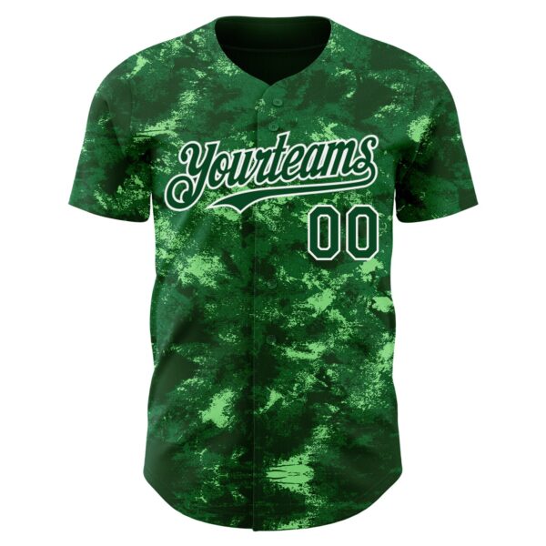 Custom Tie Dye Green-White Authentic Baseball Jersey