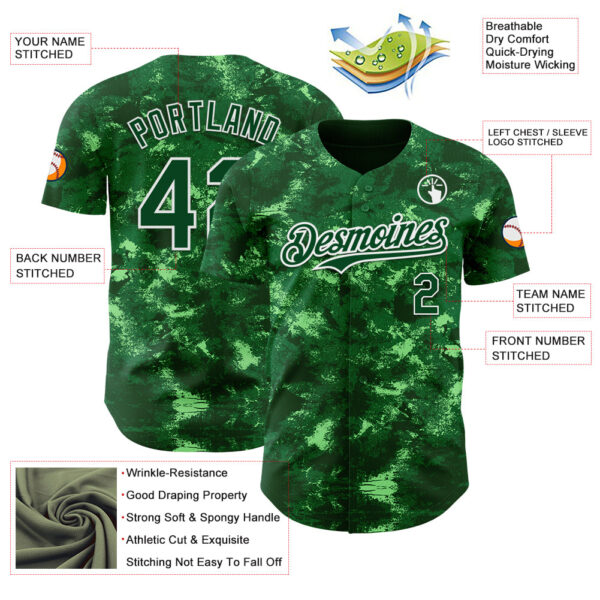 Custom Tie Dye Green-White Authentic Baseball Jersey